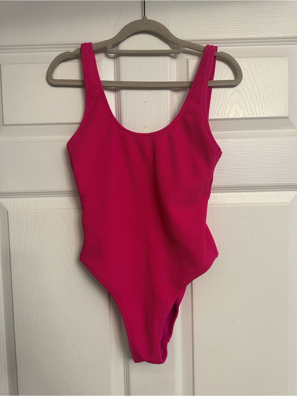 Pink Textured Scoop One-Piece Swimsuit